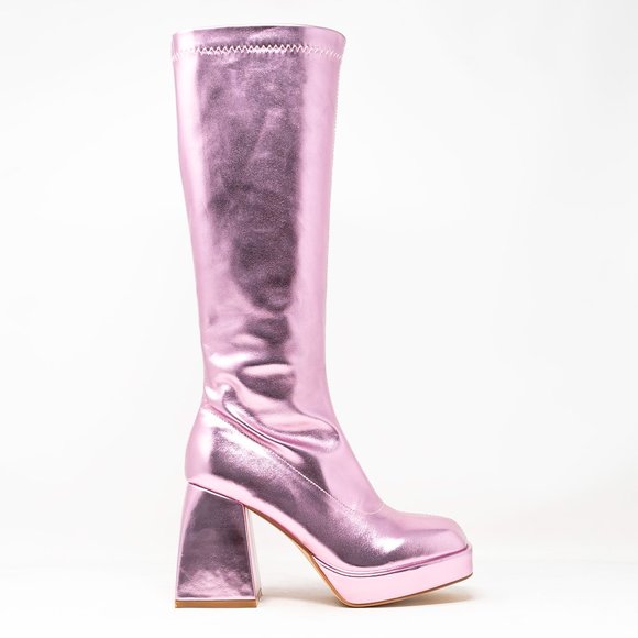 Chase & Chloe Women's Low Platform Mid Calf Boots with High Chunky Block Heel - Picture 2 of 4